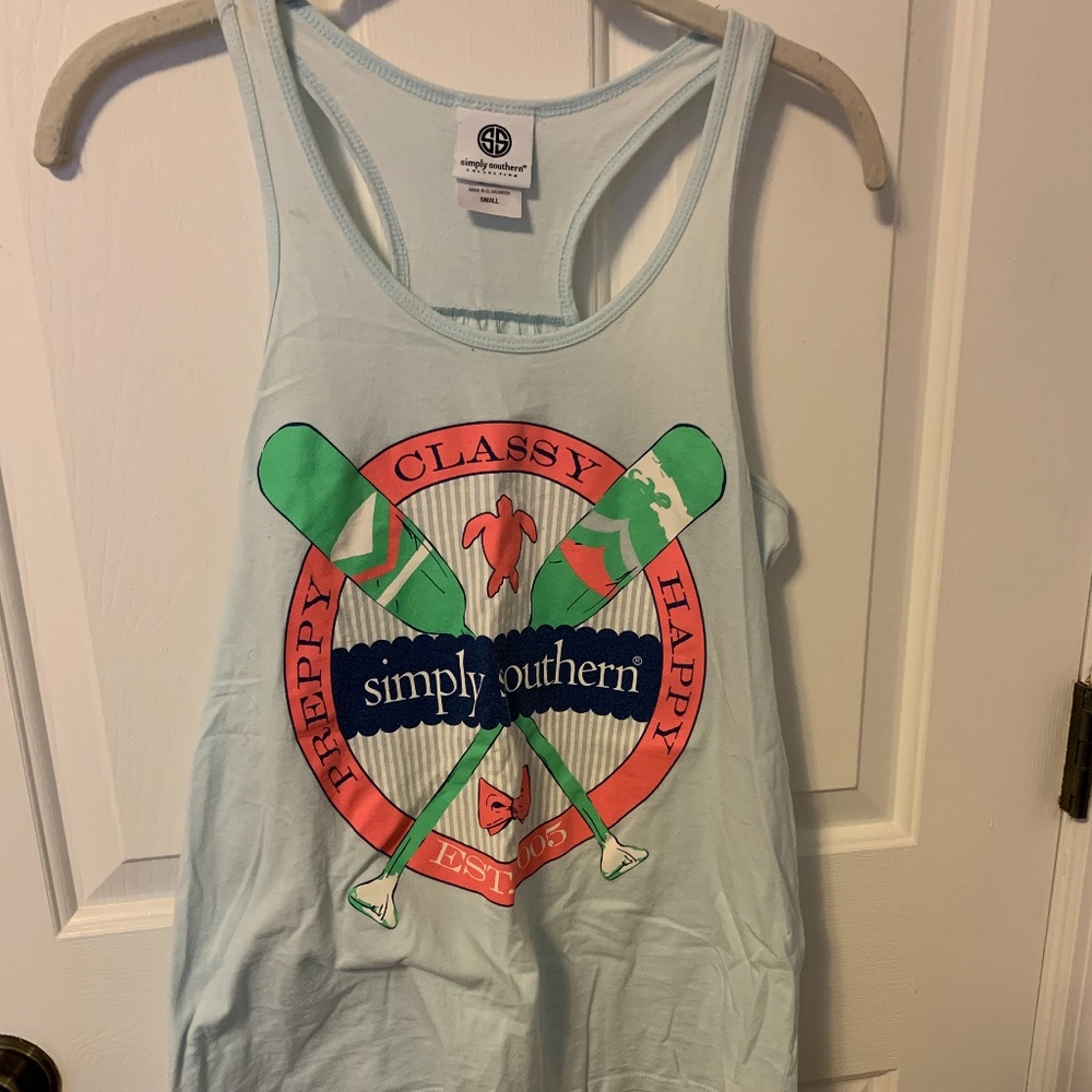 Light Blue Simply Southern Tank Top